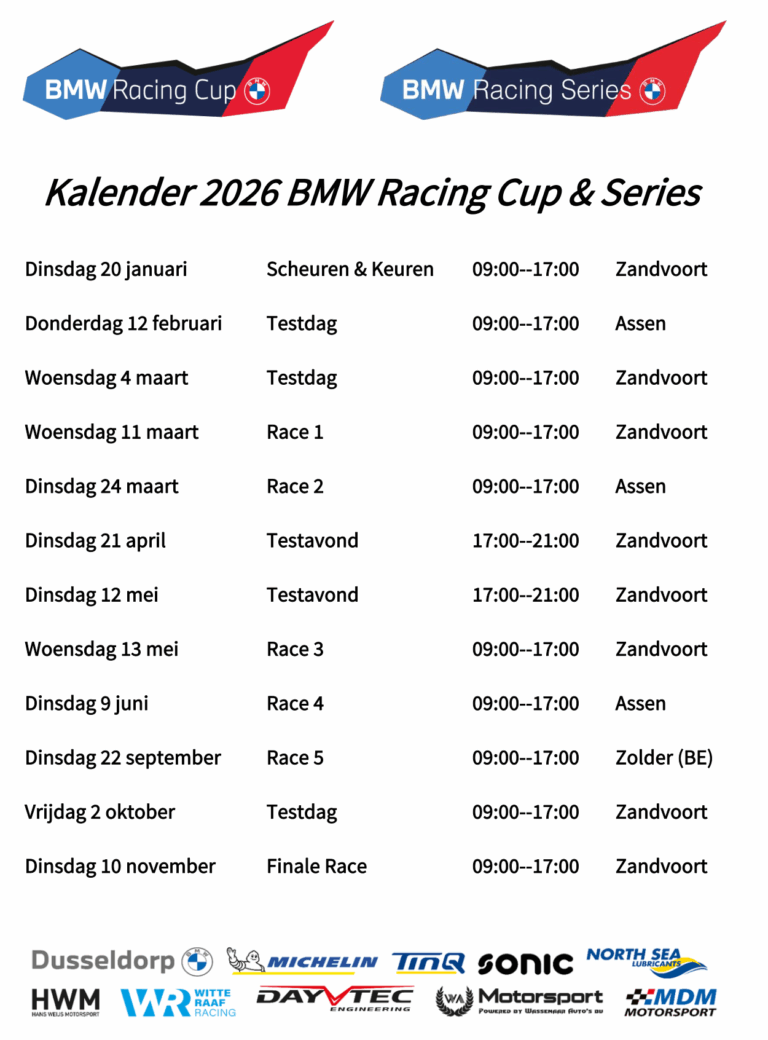 BMW Racing Cup en Series 2026: Wij zijn er bij